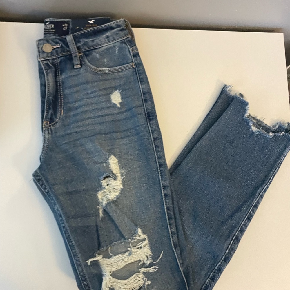 Ripped high rise slim straight hollister jeans